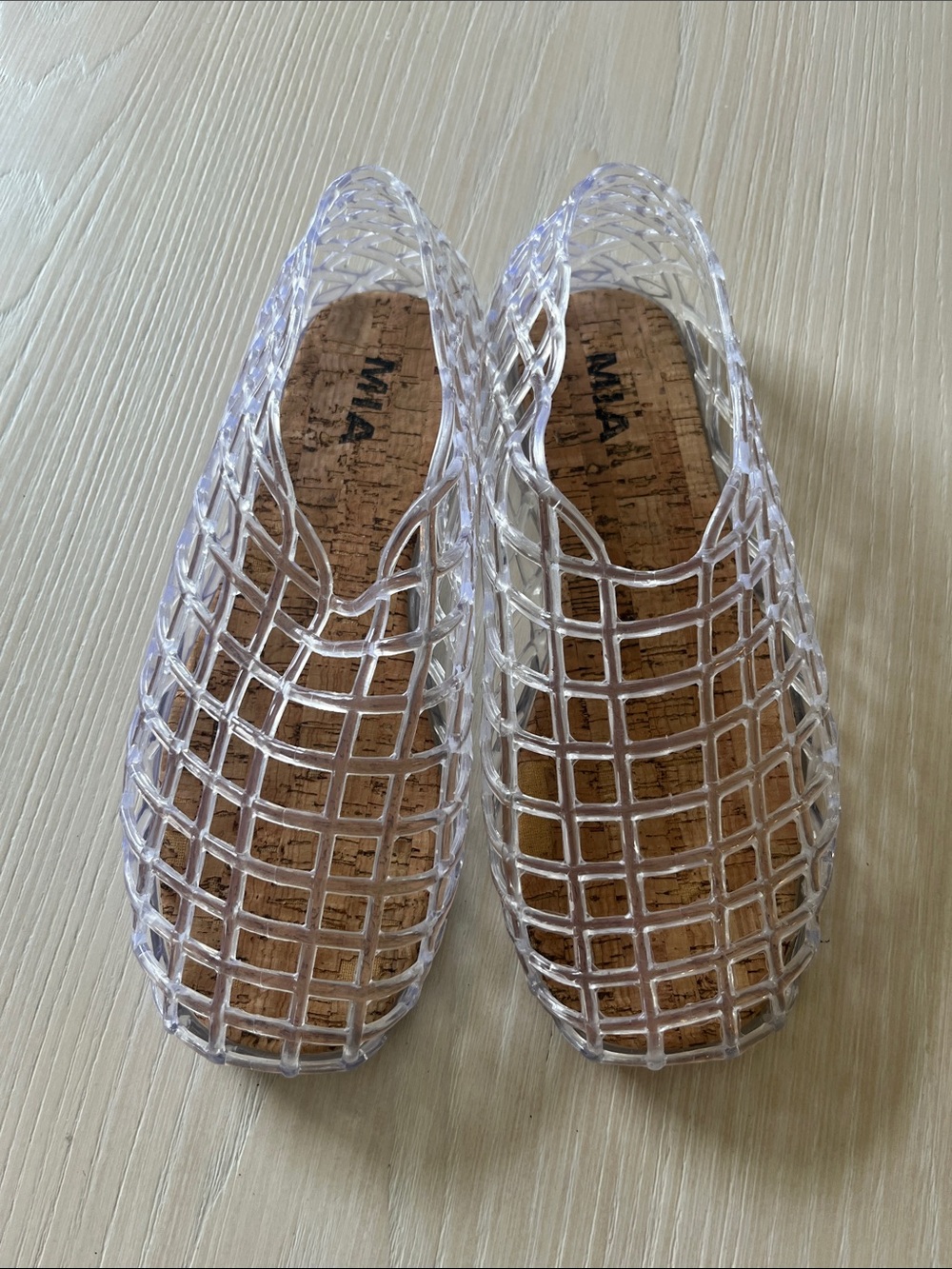 MIA Clear Cage Jelly Mules with Cork Insole - Women